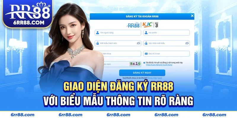 Giao diện đăng ký RR88 với biểu mẫu thông tin rõ ràng