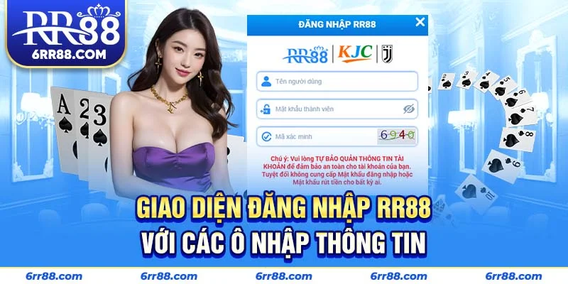 Giao diện đăng nhập RR88 với các ô nhập thông tin